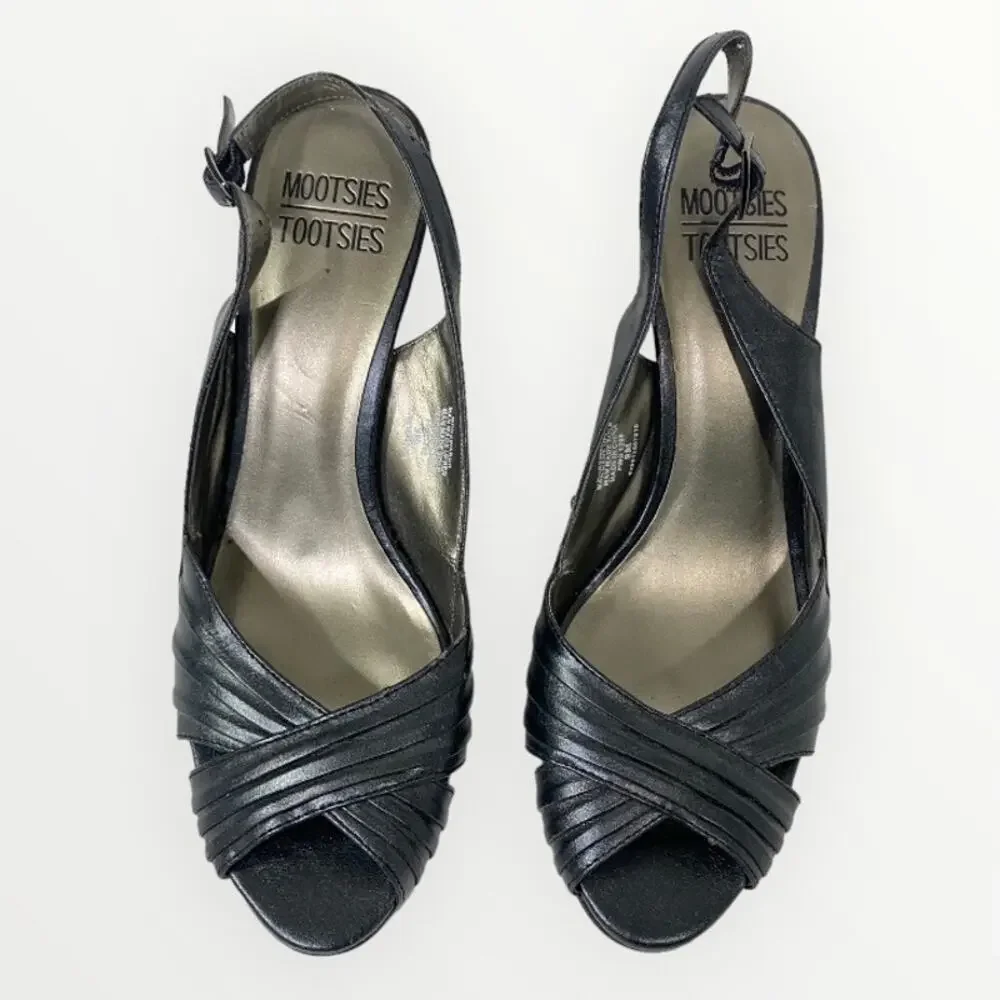 Mootsies Tootsies Women’s Open Toe Sandal Heels 9M Black